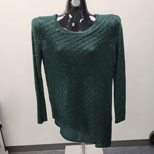 Elegant Green Sparkly Women's Sweater Size Large